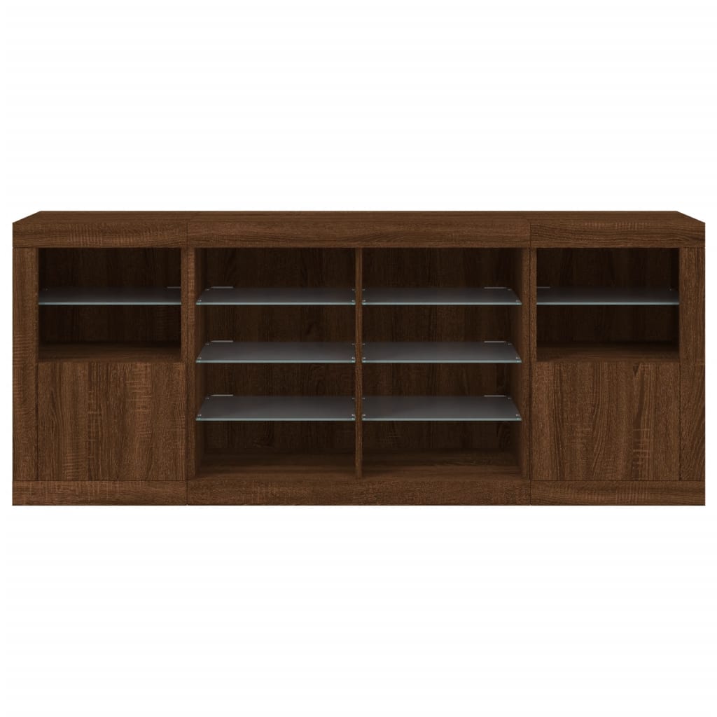 Dressoir met LED-verlichting 163x37x67 cm eikenkleurig