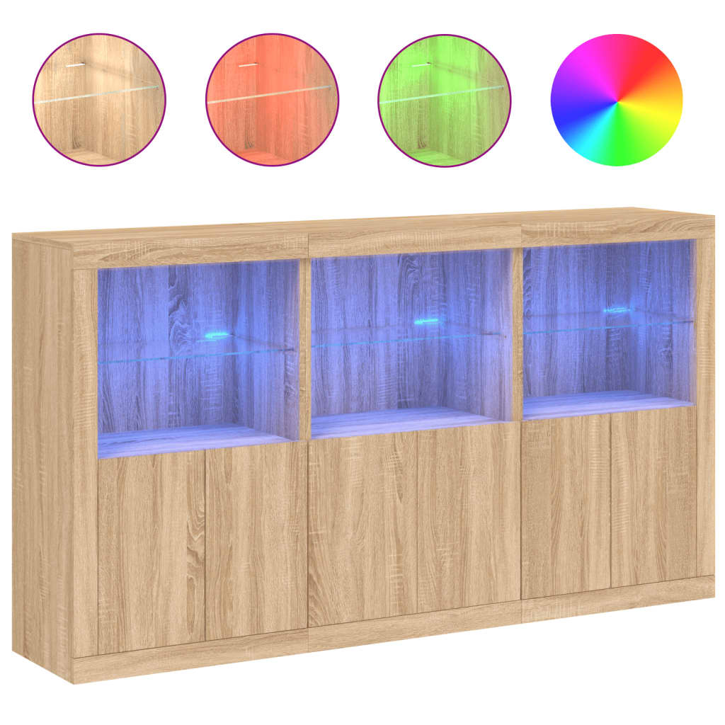 Dressoir met LED-verlichting 181,5x37x100 cm