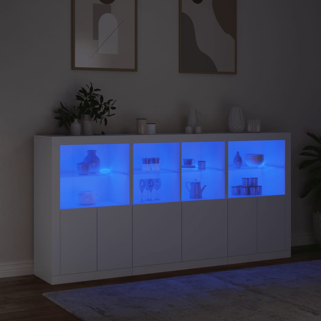 Dressoir met LED-verlichting 202x37x100 cm eikenkleurig