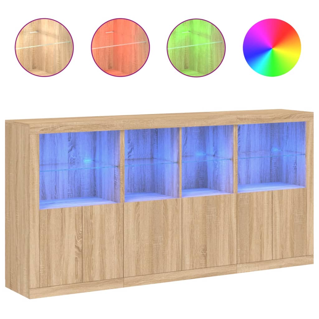 Dressoir met LED-verlichting 202x37x100 cm eikenkleurig