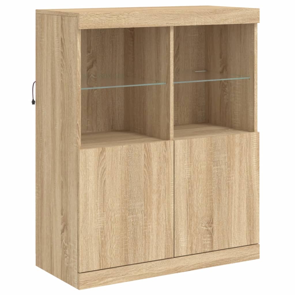 Dressoir met LED-verlichting 202x37x100 cm eikenkleurig