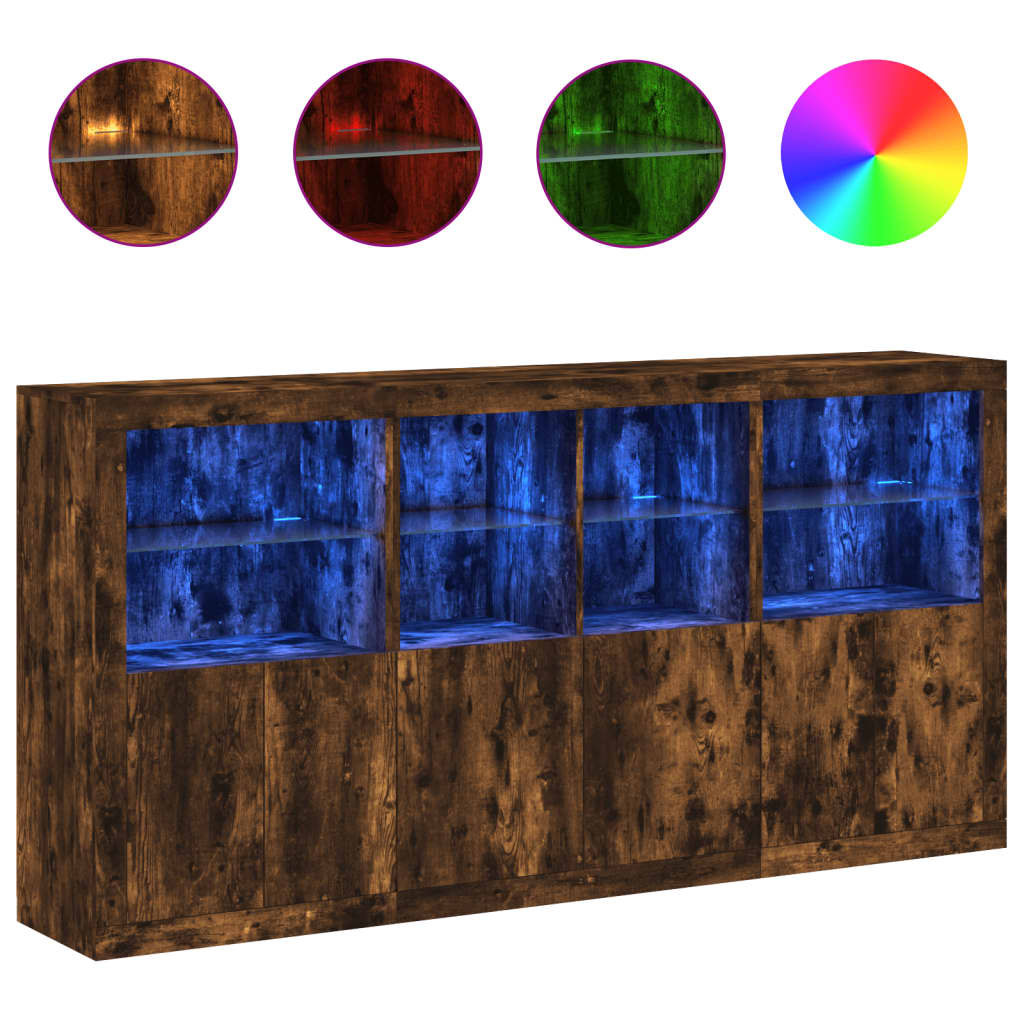 Dressoir met LED-verlichting 202x37x100 cm eikenkleurig