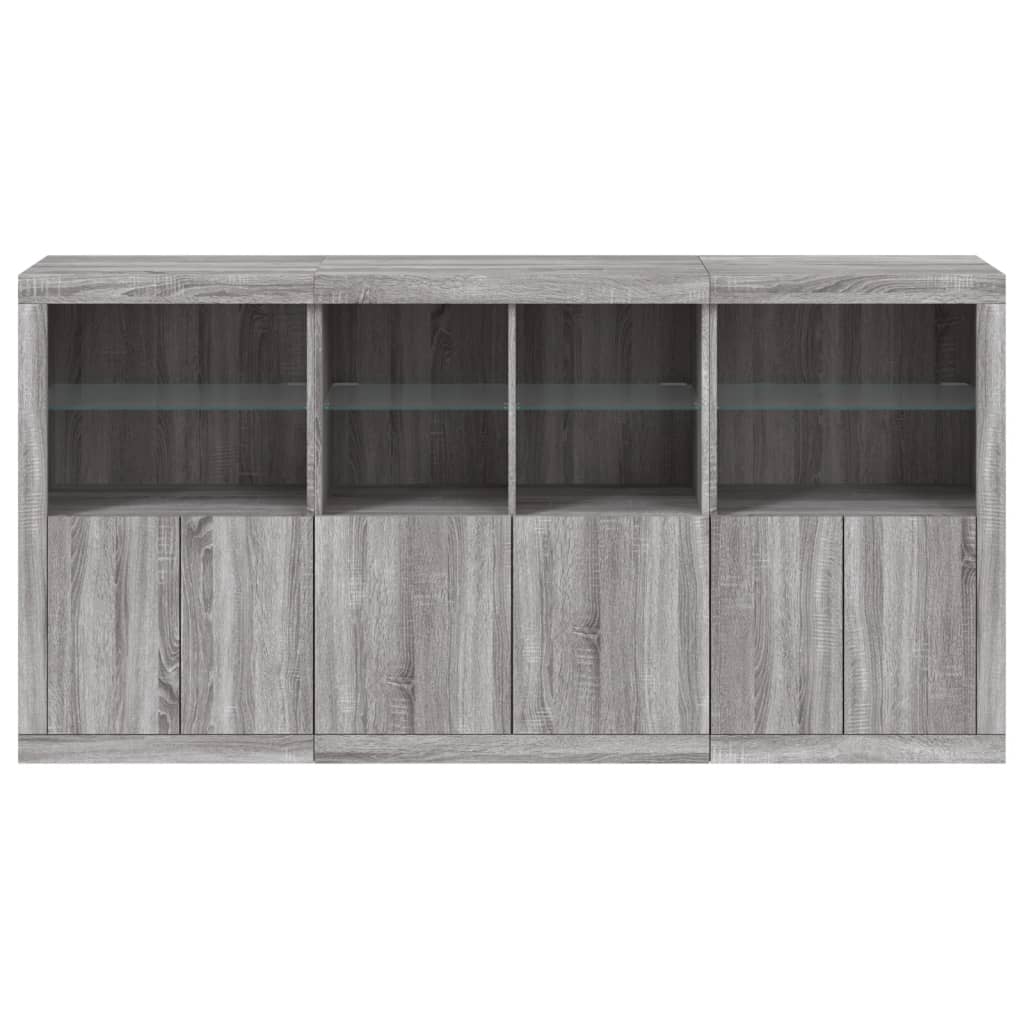 Dressoir met LED-verlichting 202x37x100 cm eikenkleurig