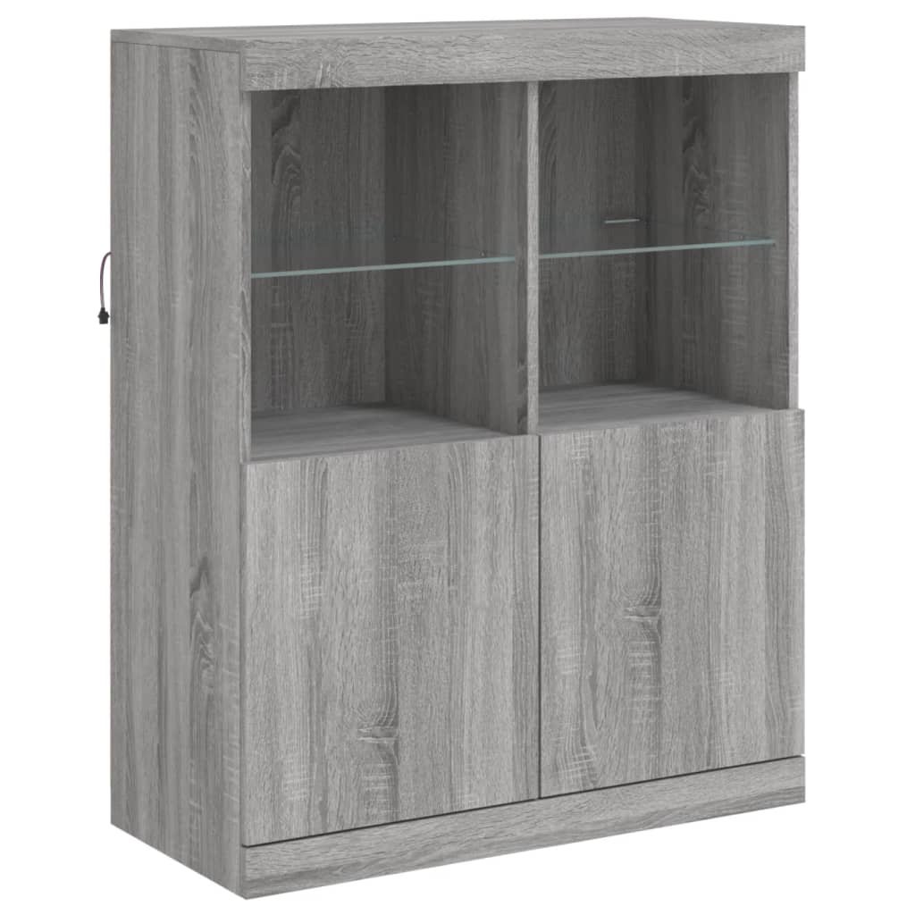 Dressoir met LED-verlichting 202x37x100 cm eikenkleurig