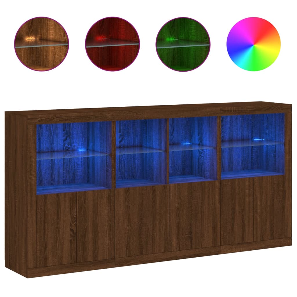 Dressoir met LED-verlichting 202x37x100 cm eikenkleurig