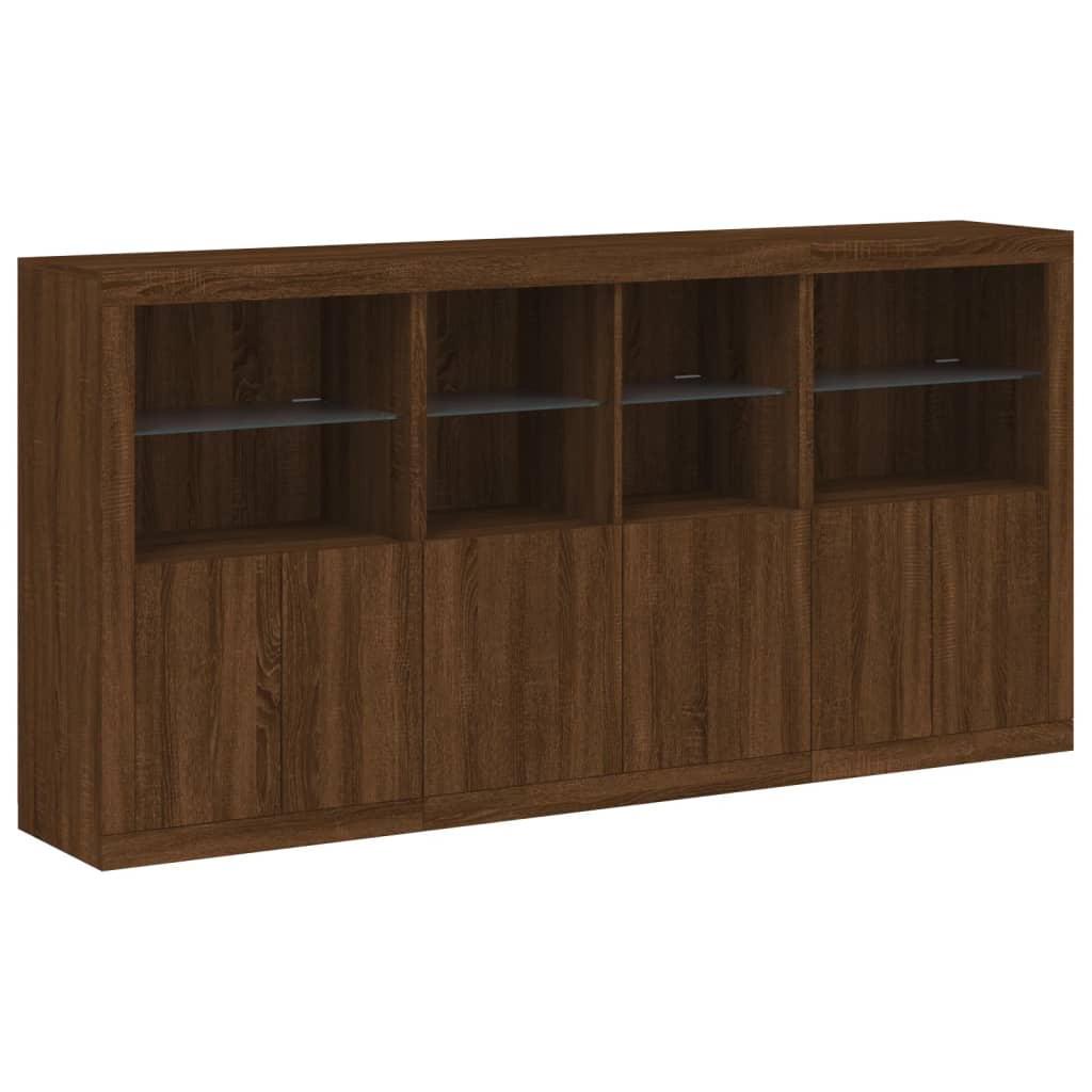 Dressoir met LED-verlichting 202x37x100 cm eikenkleurig