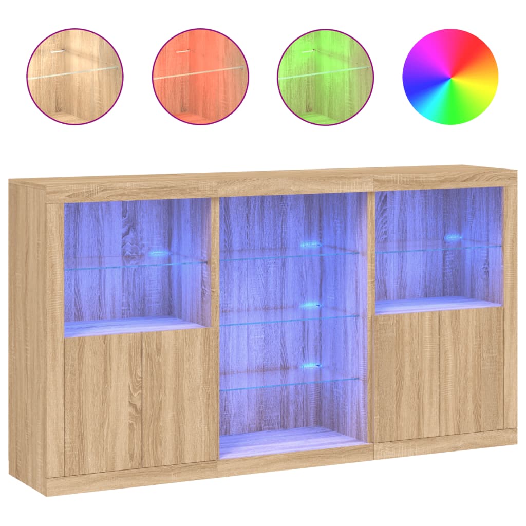 Dressoir met LED-verlichting 181,5x37x100 cm