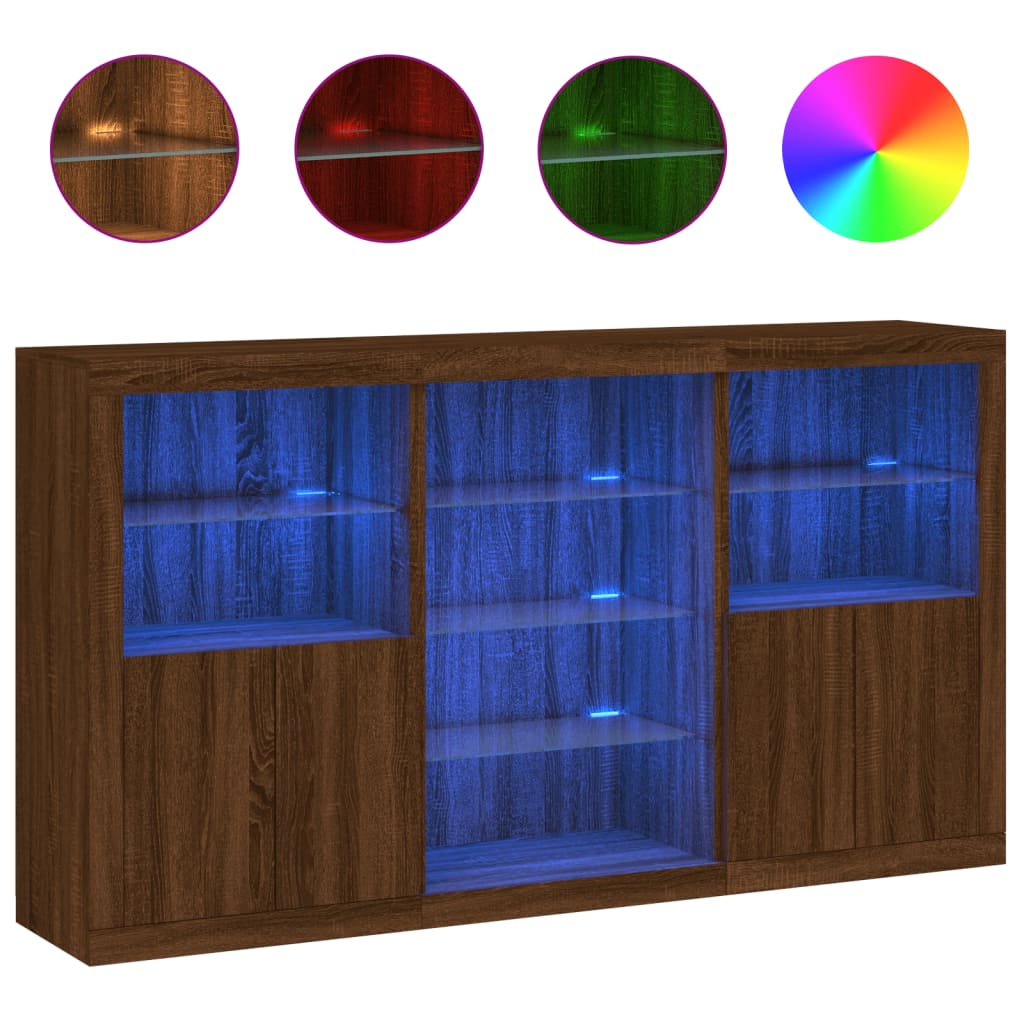 Dressoir met LED-verlichting 181,5x37x100 cm