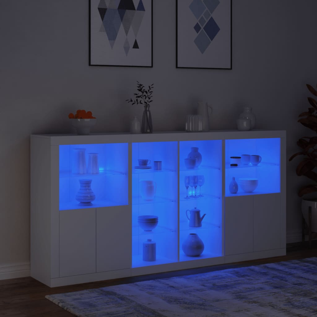 Dressoir met LED-verlichting 202x37x100 cm eikenkleurig