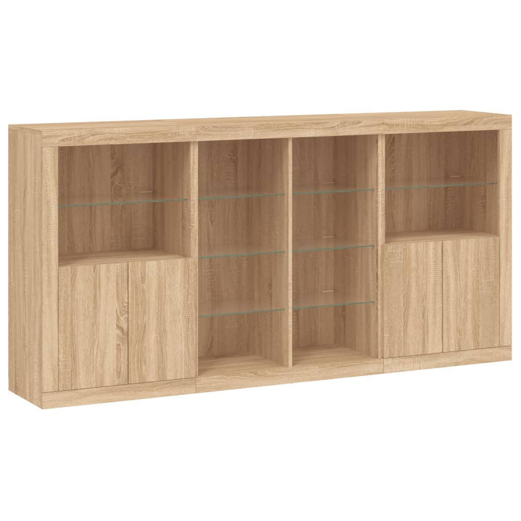 Dressoir met LED-verlichting 202x37x100 cm eikenkleurig