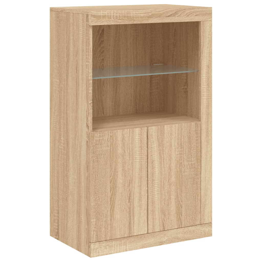 Dressoir met LED-verlichting 202x37x100 cm eikenkleurig