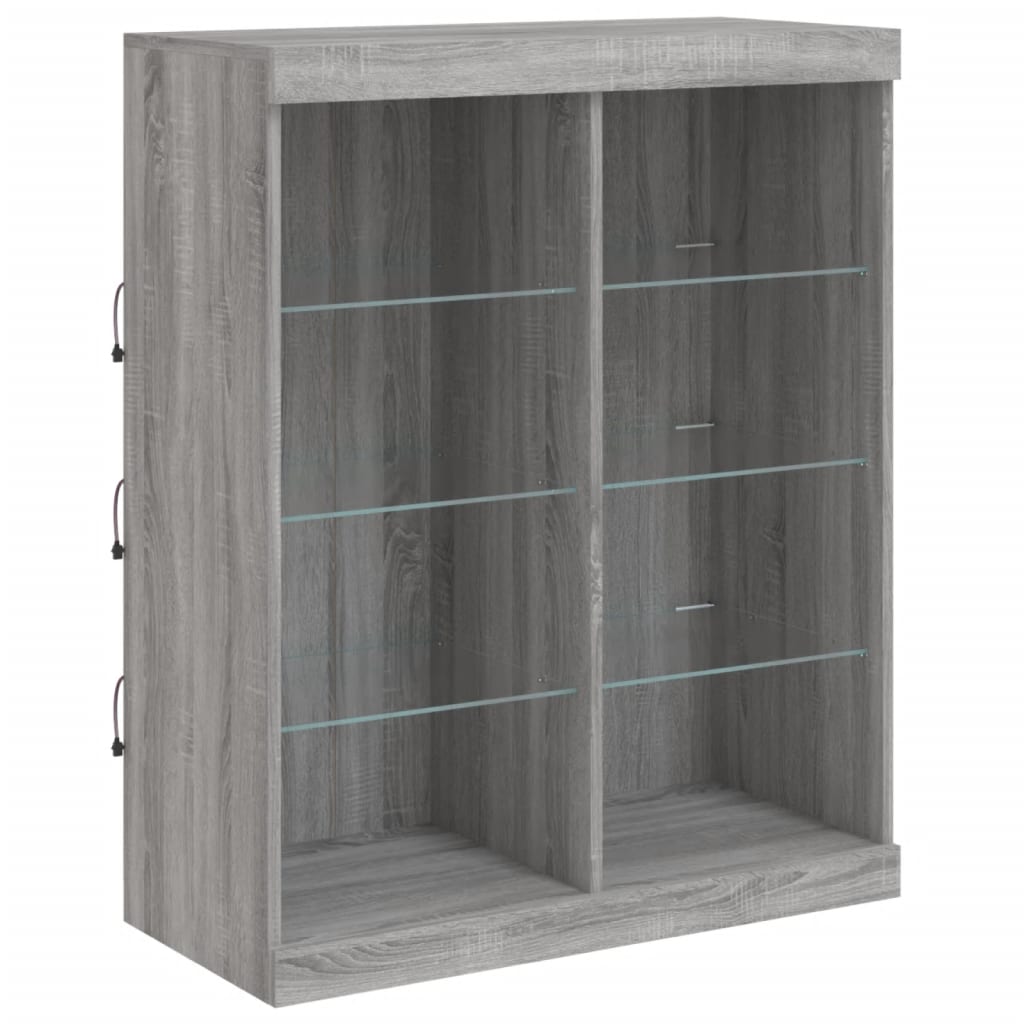 Dressoir met LED-verlichting 202x37x100 cm eikenkleurig