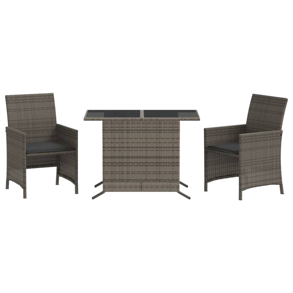 3-delige Bistroset met kussens poly rattan