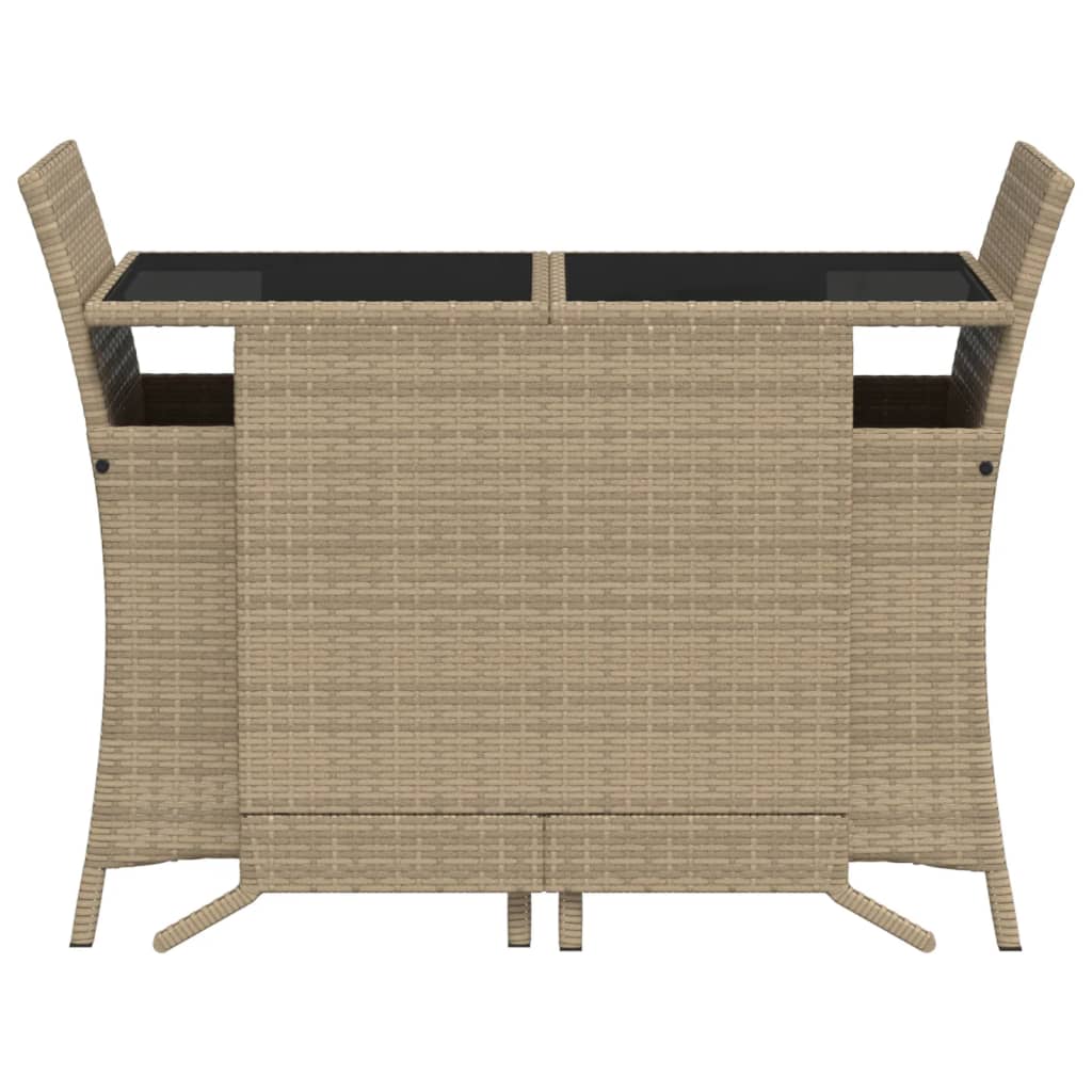 3-delige Bistroset met kussens poly rattan