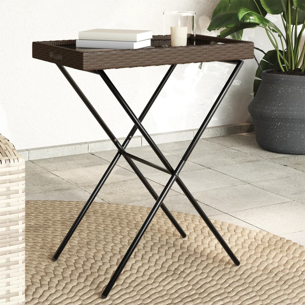 Dienbladtafel inklapbaar 65x40x75 cm poly rattan