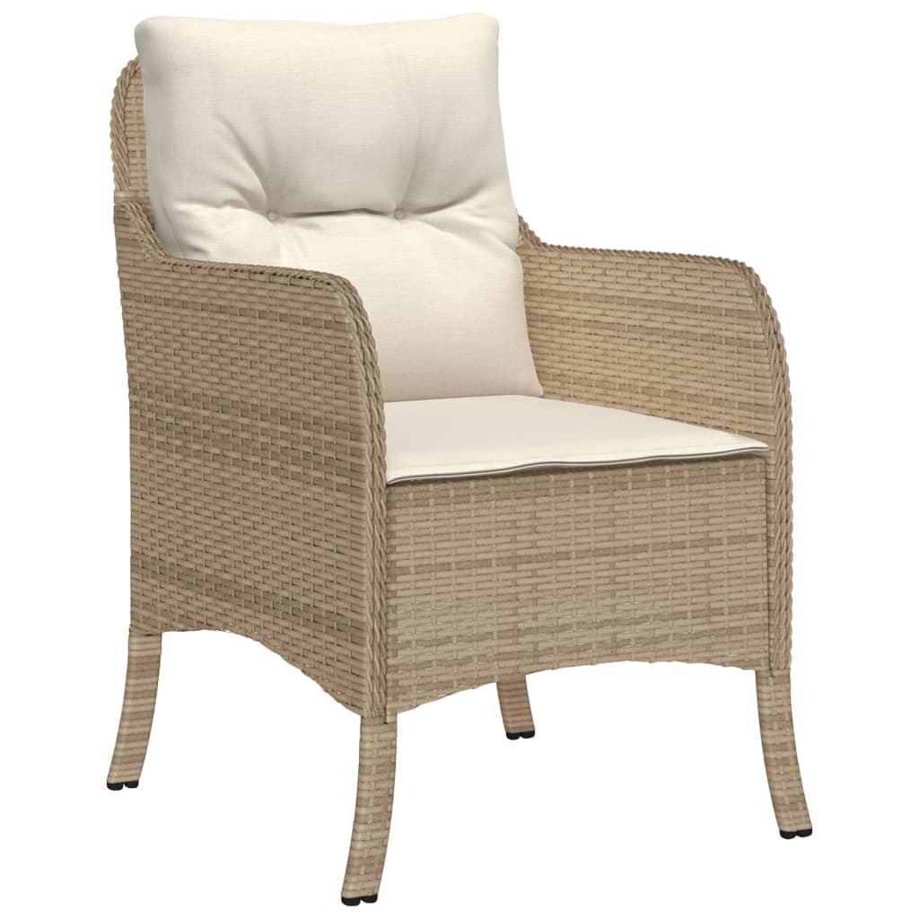 Tuinstoelen 2 st met kussens poly rattan