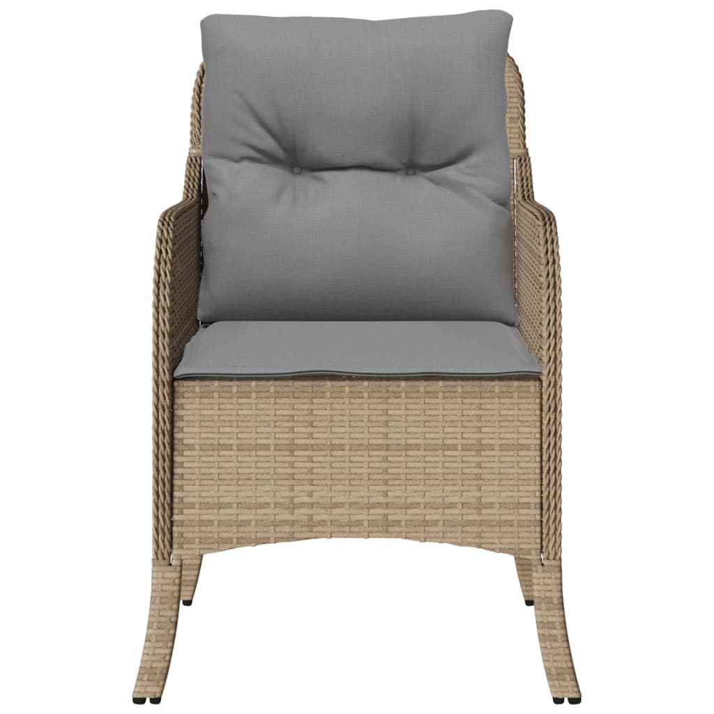 Tuinstoelen 2 st met kussens poly rattan