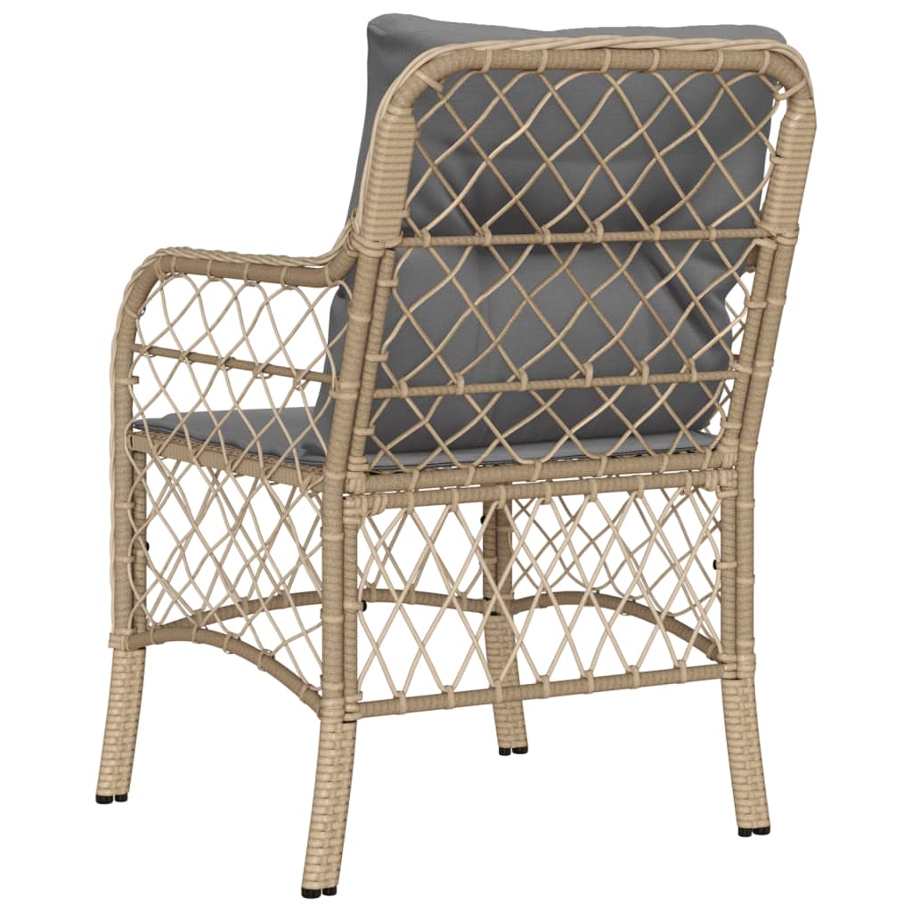 Tuinstoelen 2 st met kussens poly rattan