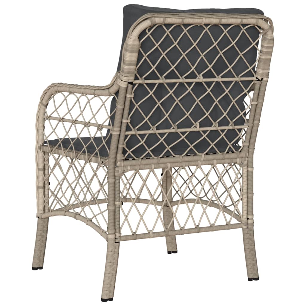 Tuinstoelen 2 st met kussens poly rattan