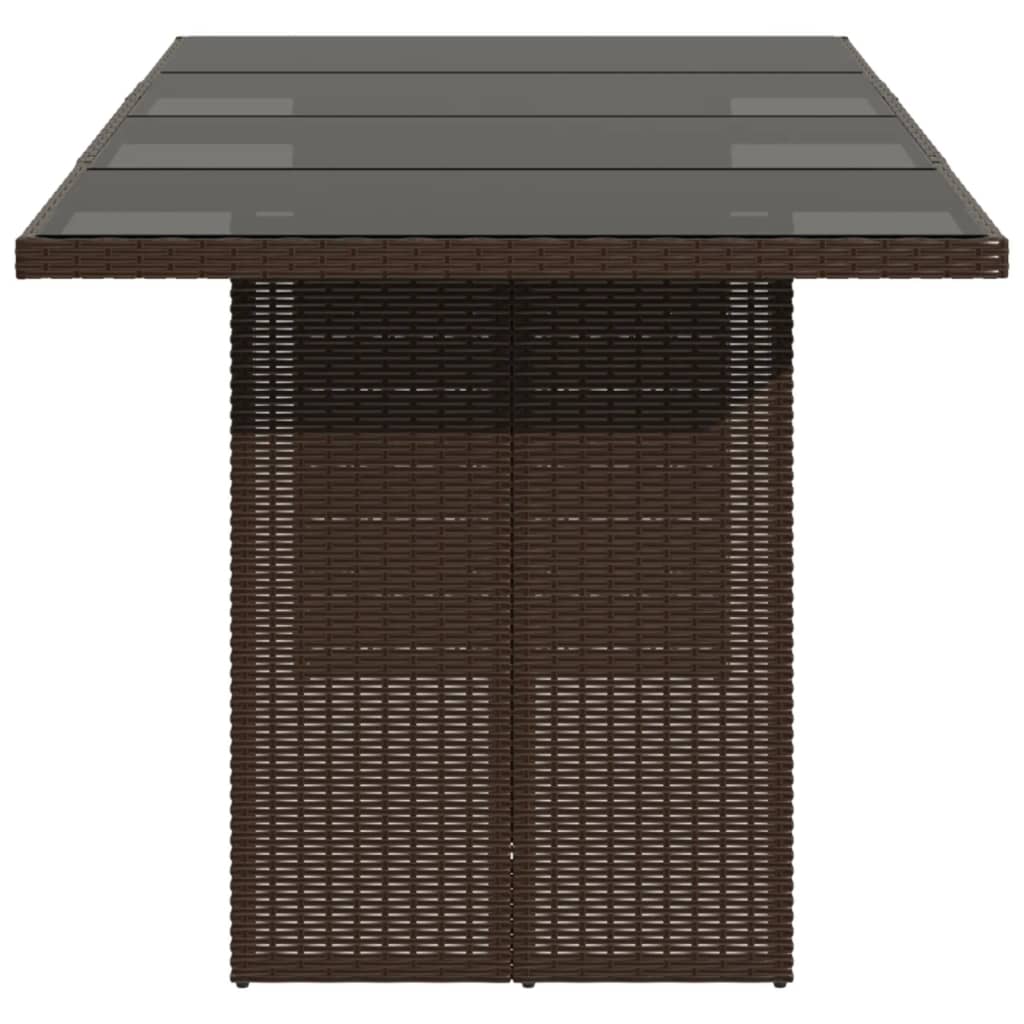 Tuintafel met glazen blad 190x80x74 cm poly rattan