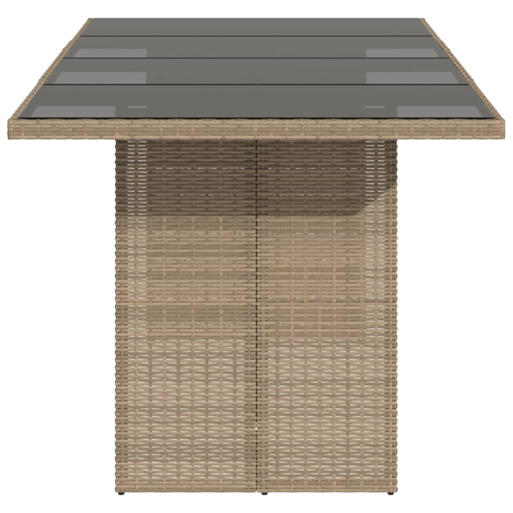 Tuintafel met glazen blad 190x80x74 cm poly rattan