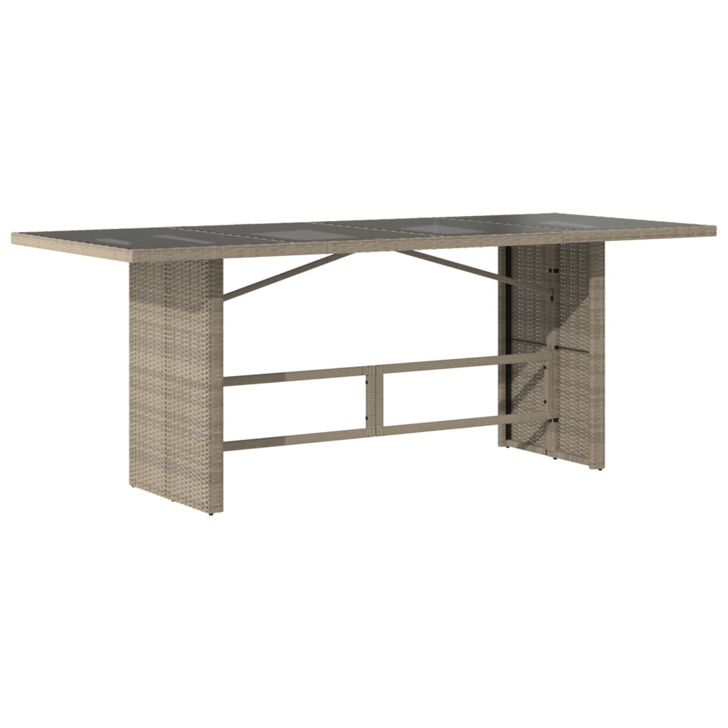 Tuintafel met glazen blad 190x80x74 cm poly rattan