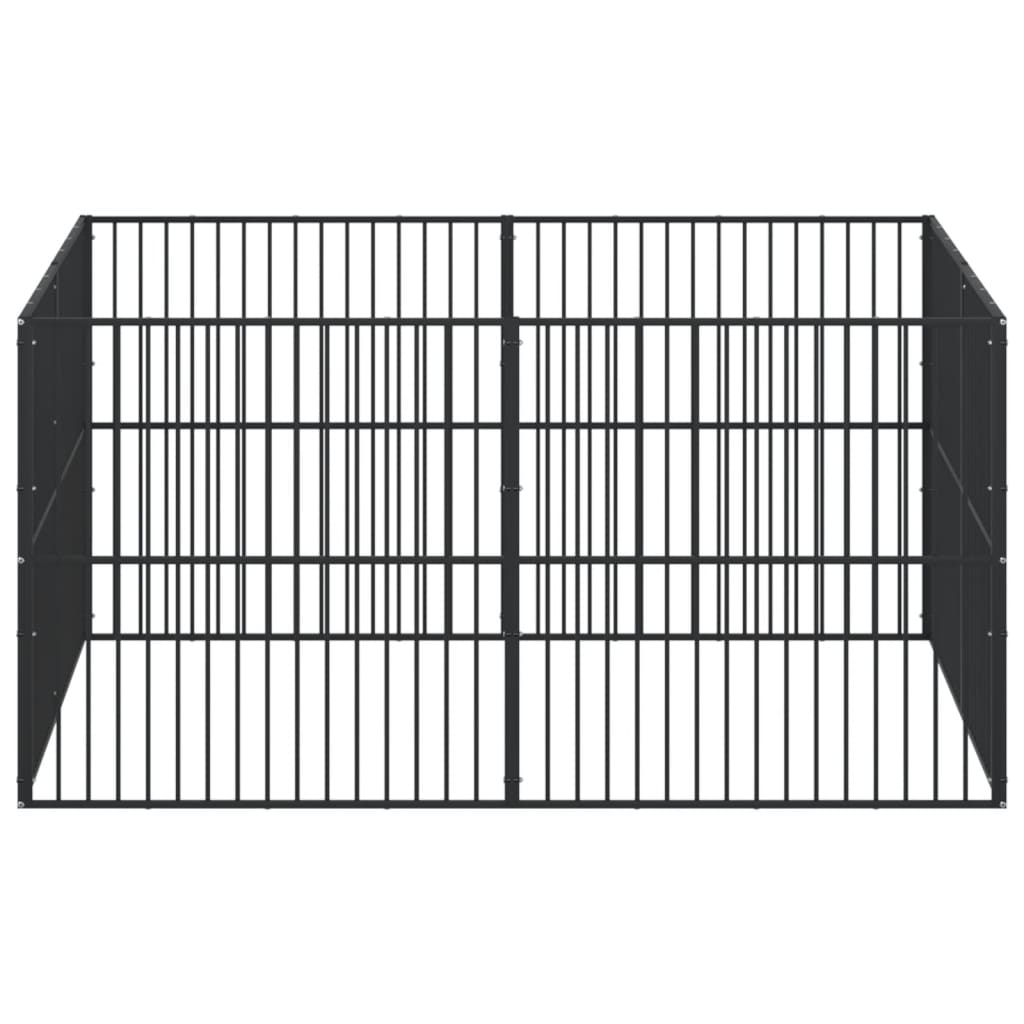 Hondenkennel 4 panelen gepoedercoat staal zwart