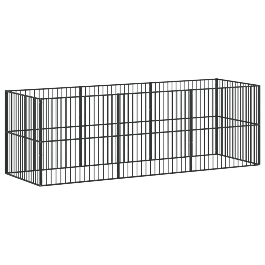 Hondenkennel 4 panelen gepoedercoat staal zwart