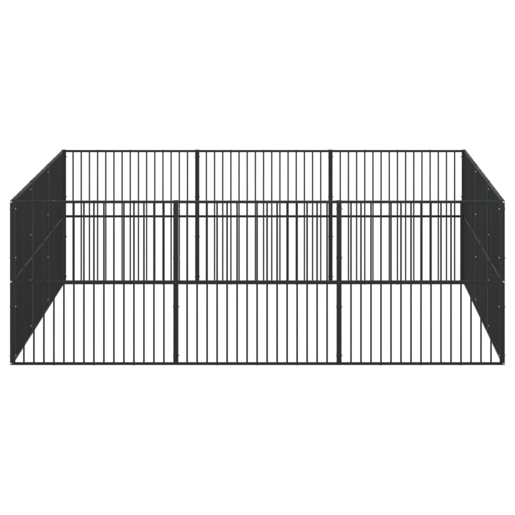 Hondenkennel 4 panelen gepoedercoat staal zwart