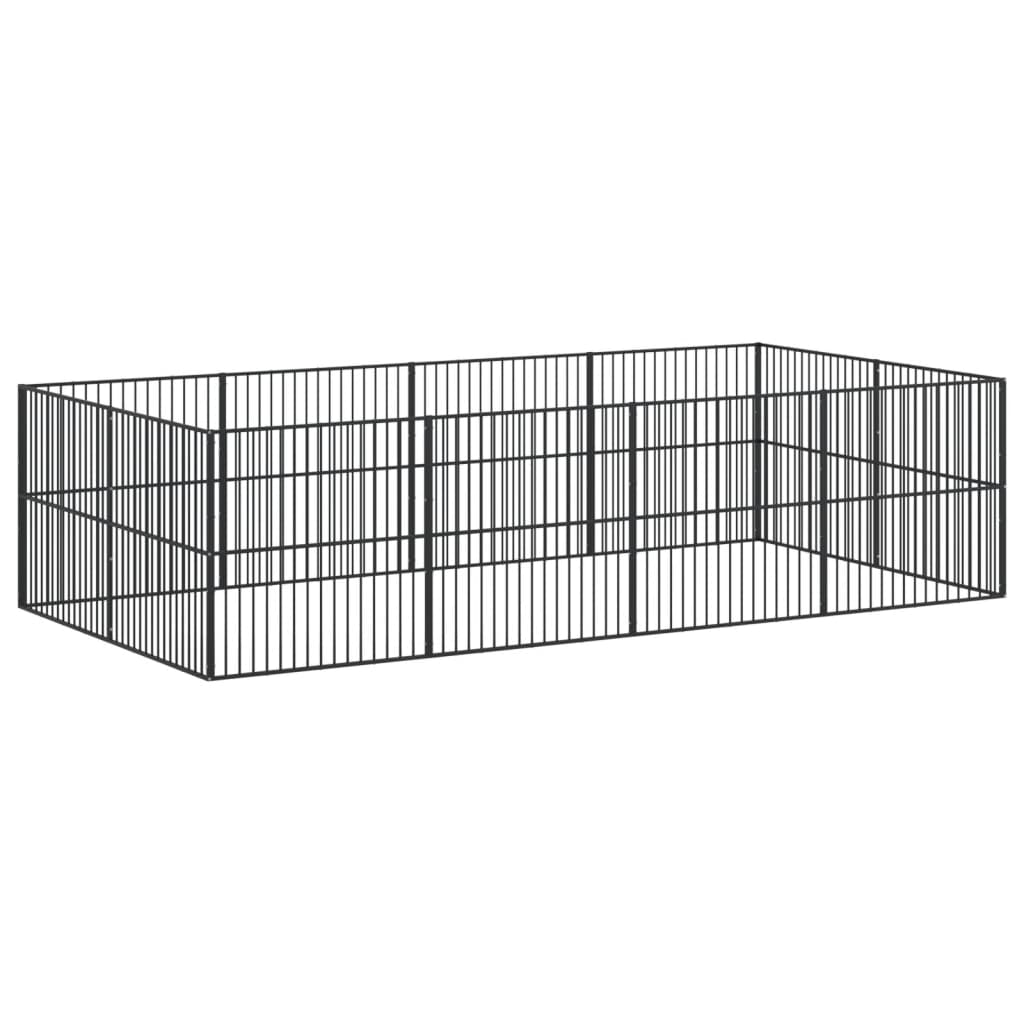 Hondenkennel 4 panelen gepoedercoat staal zwart