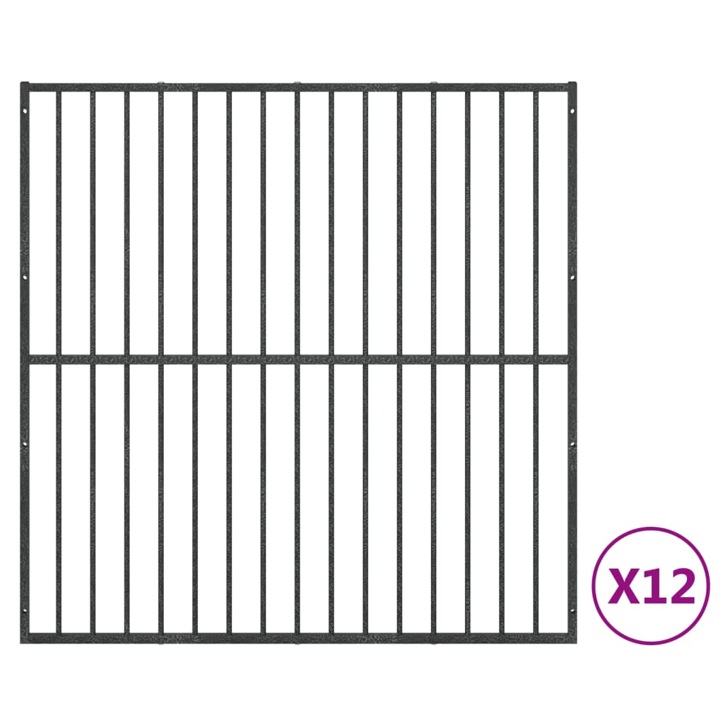 Hondenkennel 4 panelen gepoedercoat staal zwart