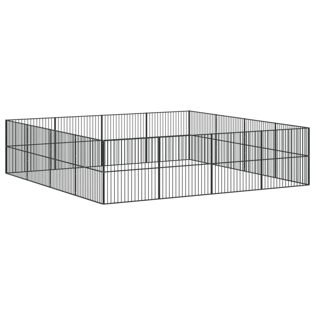 Hondenkennel 4 panelen gepoedercoat staal zwart