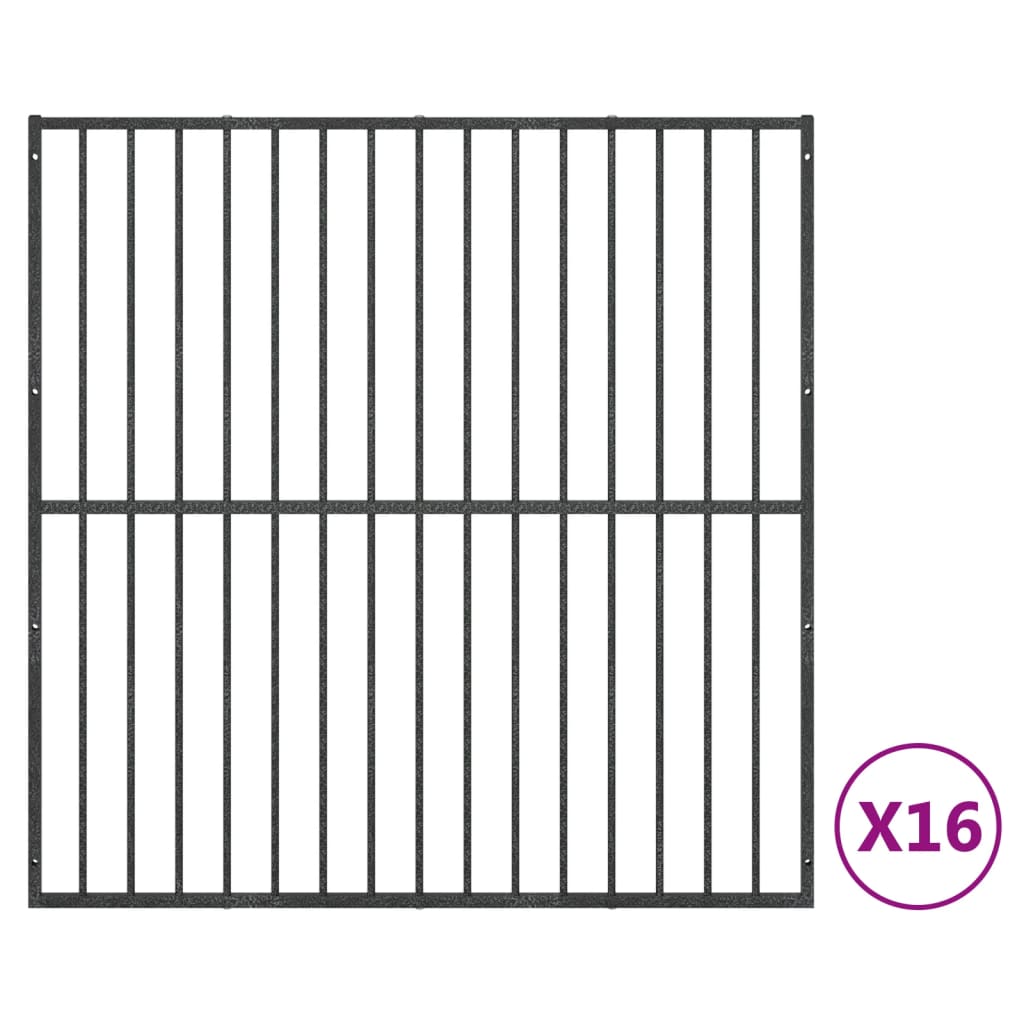 Hondenkennel 4 panelen gepoedercoat staal zwart