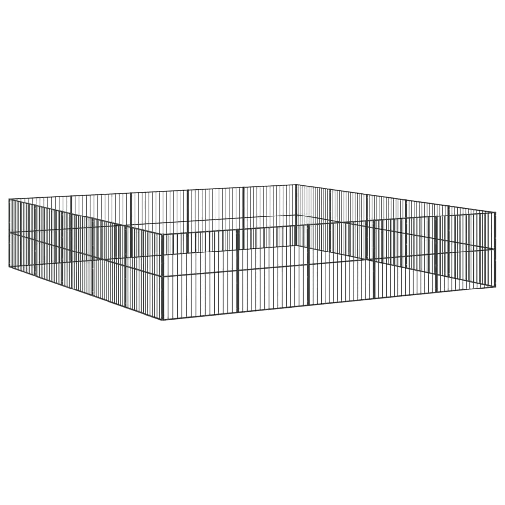 Hondenkennel 4 panelen gepoedercoat staal zwart