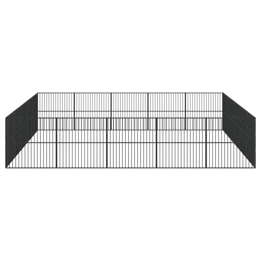 Hondenkennel 4 panelen gepoedercoat staal zwart