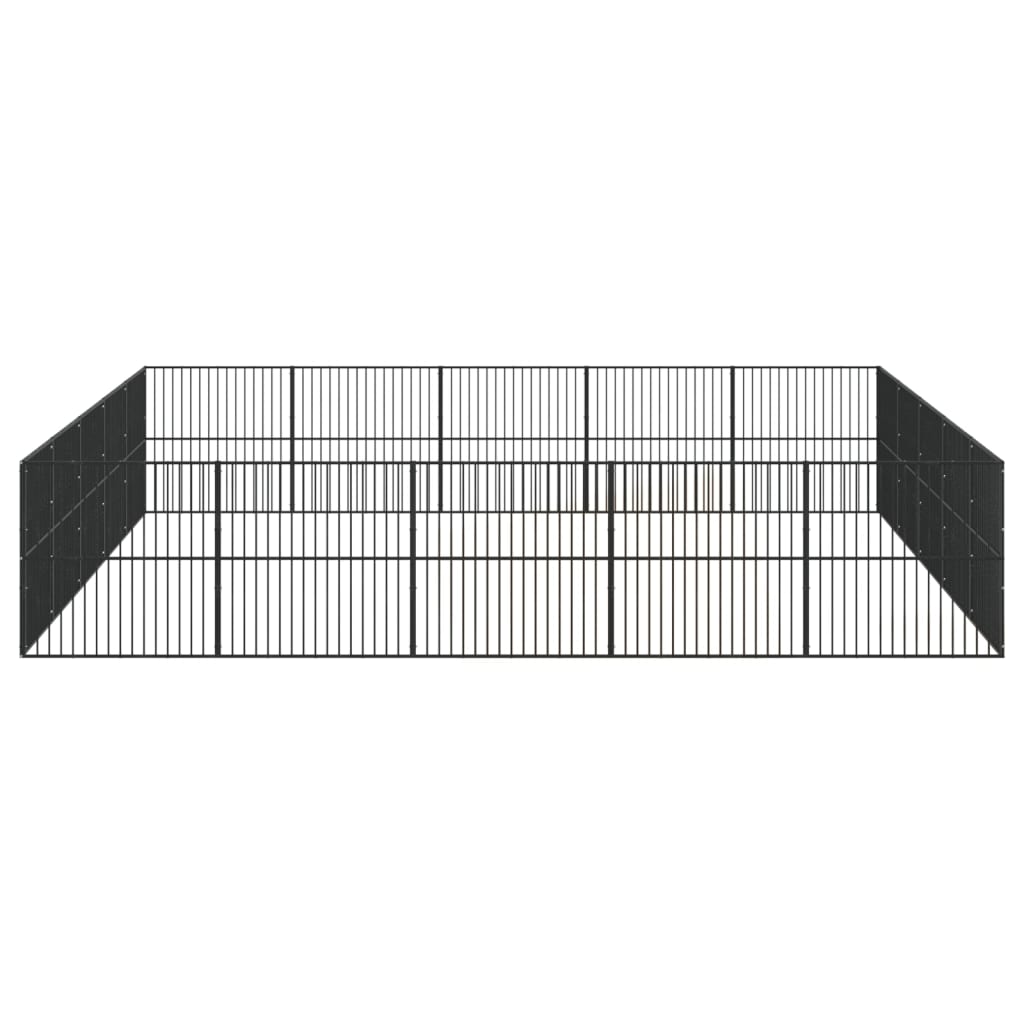 Hondenkennel 4 panelen gepoedercoat staal zwart