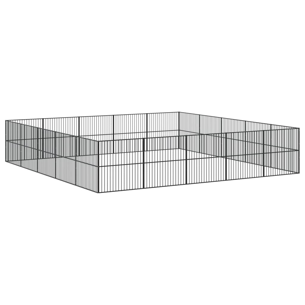 Hondenkennel 4 panelen gepoedercoat staal zwart