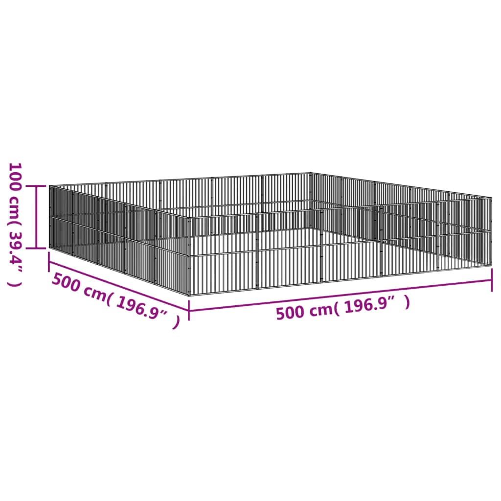 Hondenkennel 4 panelen gepoedercoat staal zwart