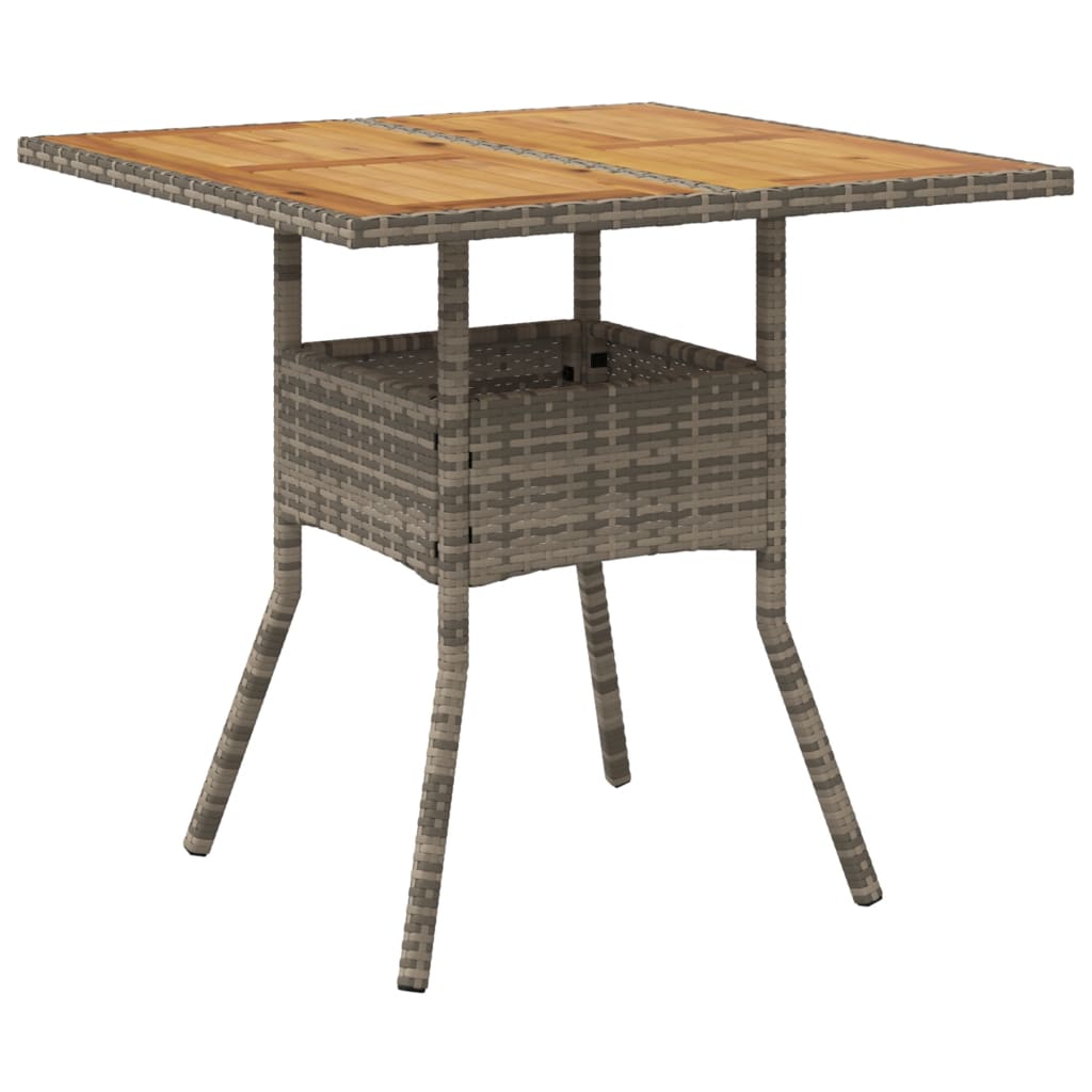 Tuintafel met acaciahouten blad 80x80x75 cm poly rattan