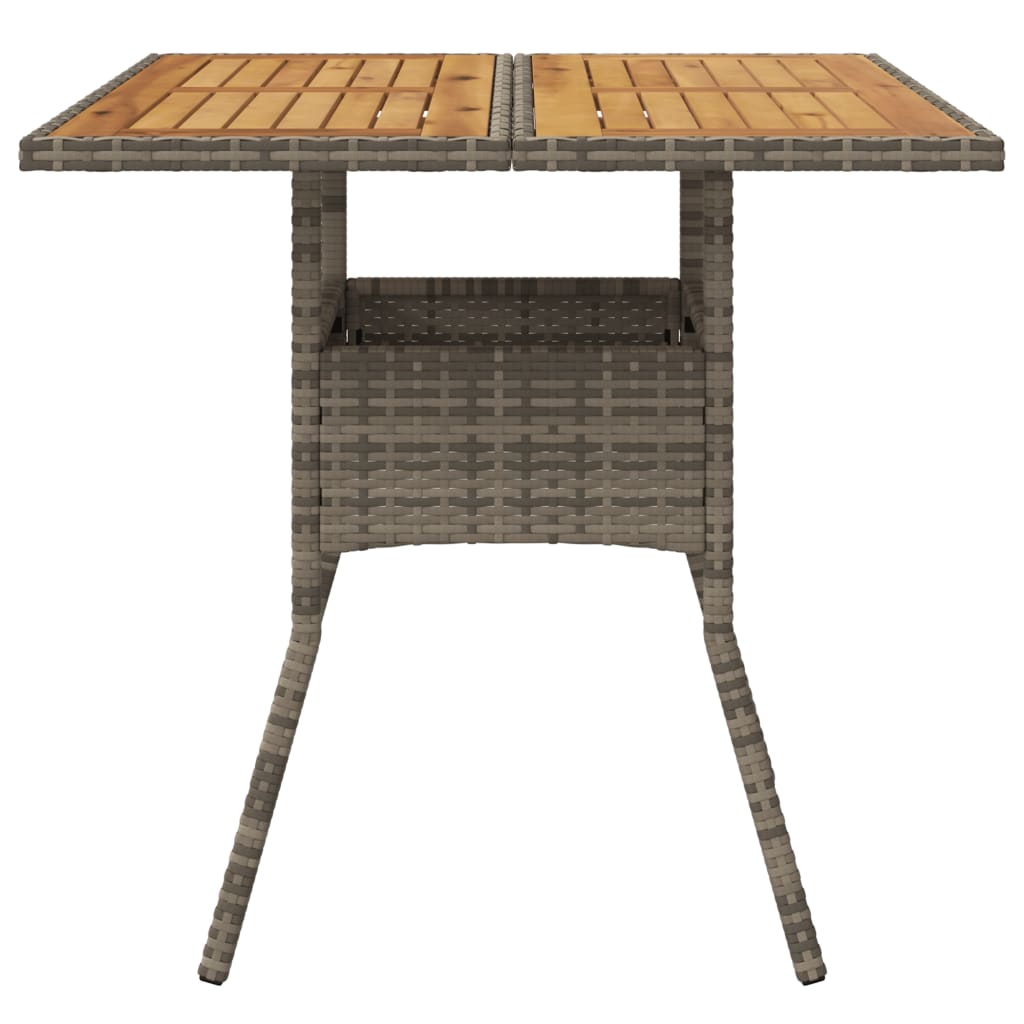 Tuintafel met acaciahouten blad 80x80x75 cm poly rattan