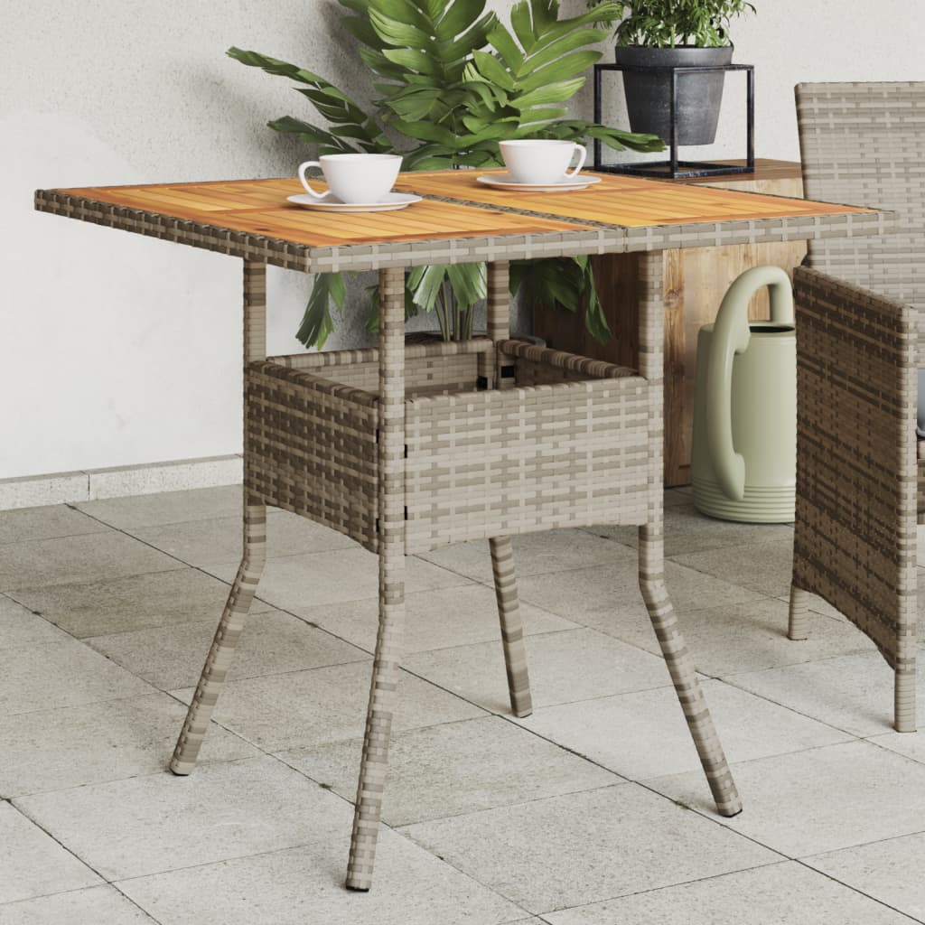 Tuintafel met acaciahouten blad 80x80x75 cm poly rattan