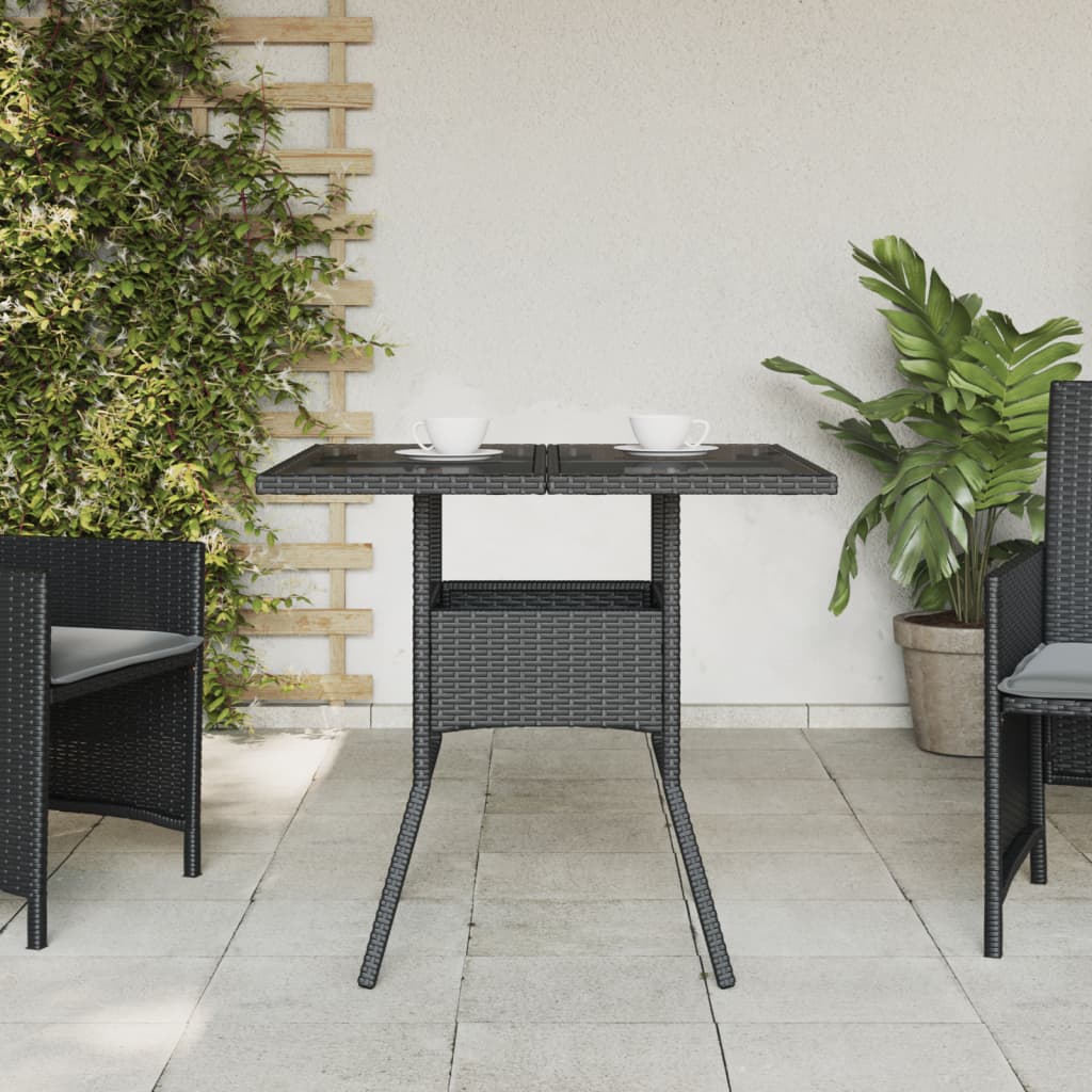 Tuintafel met acaciahouten blad 80x80x75 cm poly rattan