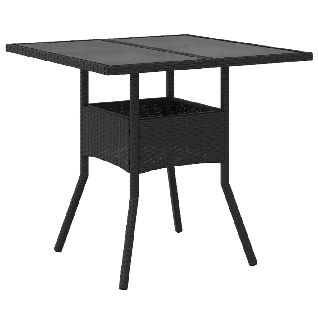 Tuintafel met acaciahouten blad 80x80x75 cm poly rattan