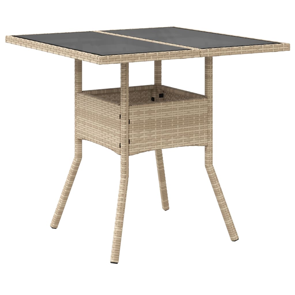 Tuintafel met acaciahouten blad 80x80x75 cm poly rattan