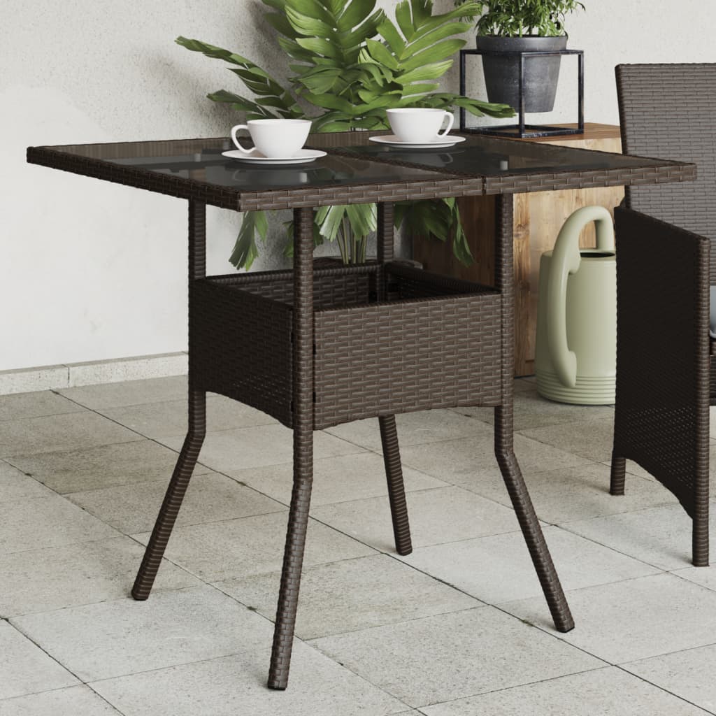 Tuintafel met acaciahouten blad 80x80x75 cm poly rattan