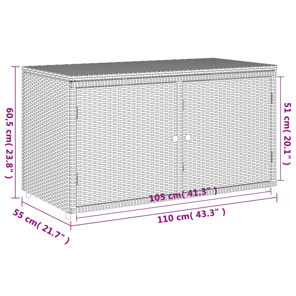 Tuinkast 110x55x60,5 cm poly rattan