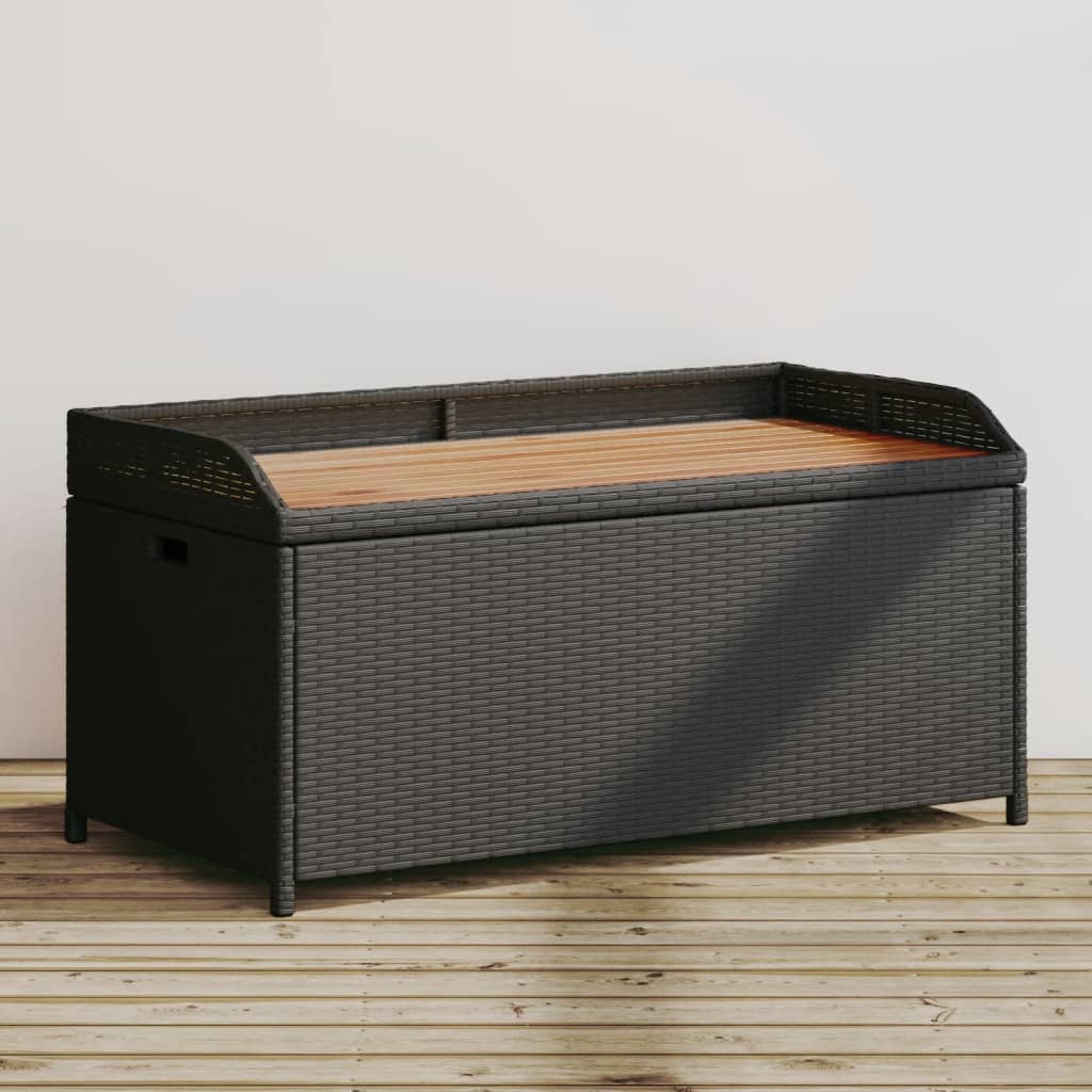 Opbergbank 100x50x52 cm poly rattan en acaciahout