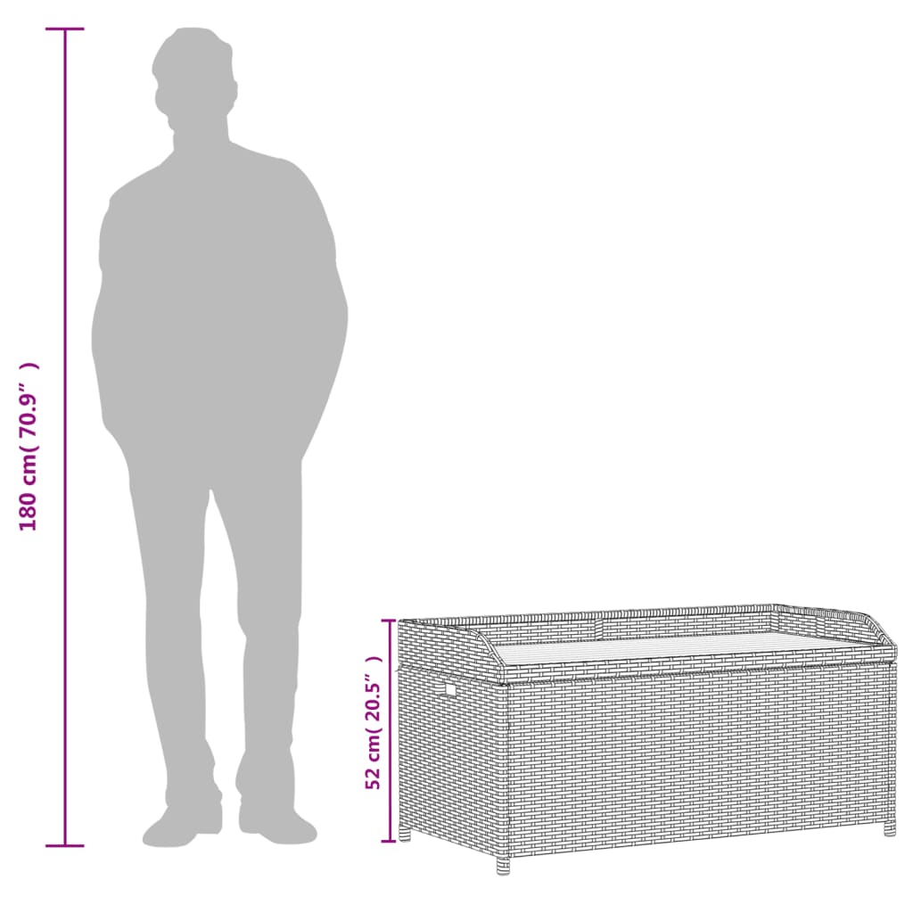 Opbergbank 100x50x52 cm poly rattan en acaciahout