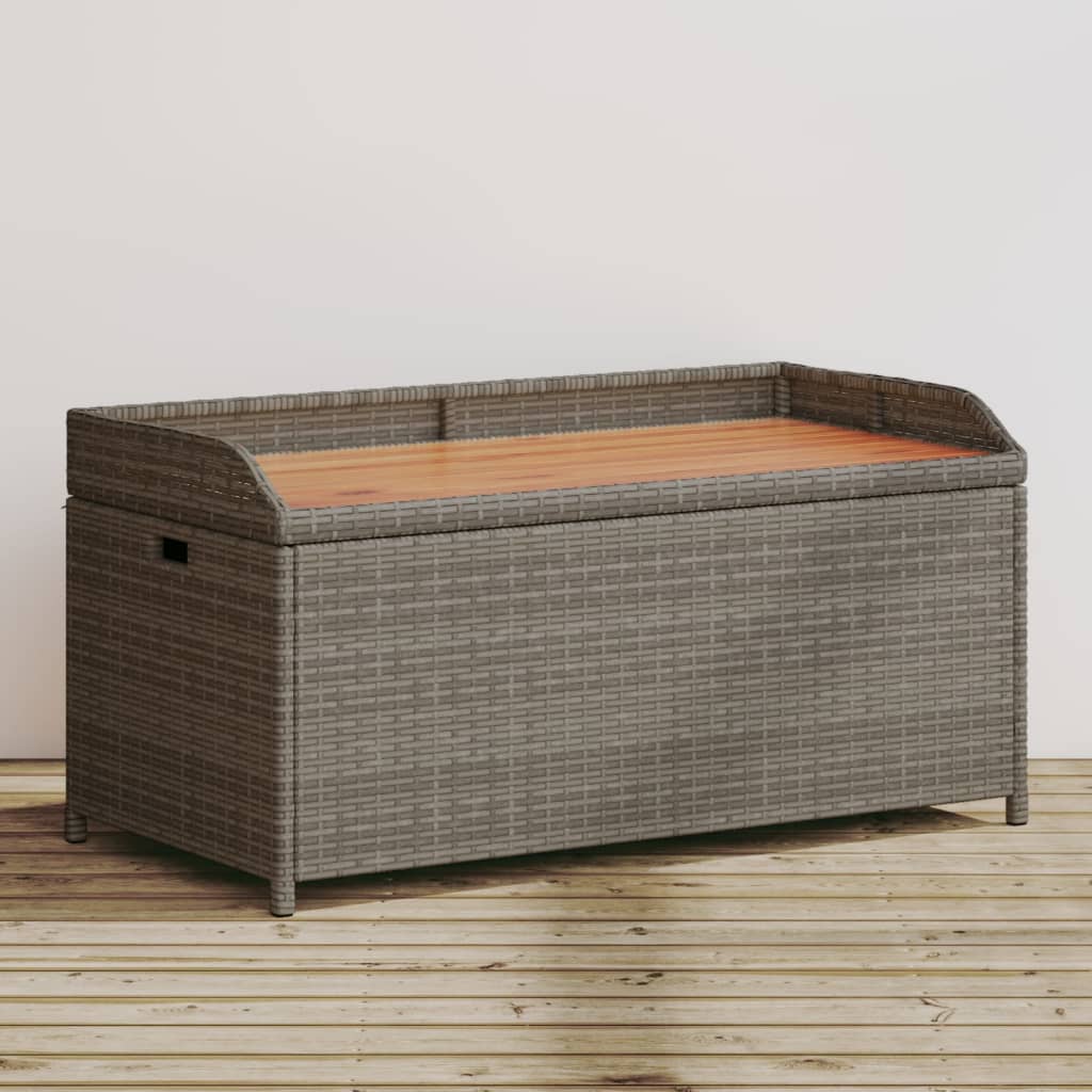 Opbergbank 100x50x52 cm poly rattan en acaciahout