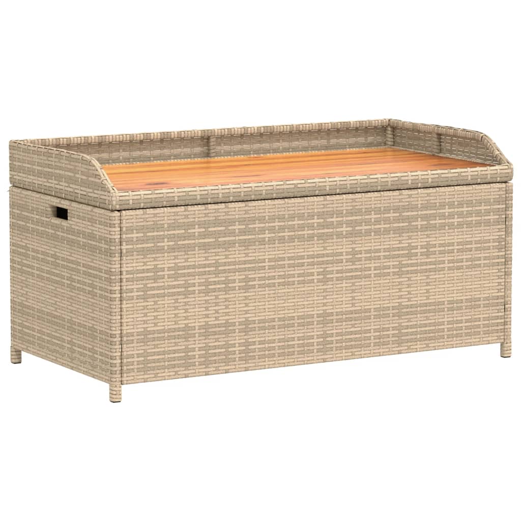 Opbergbank 100x50x52 cm poly rattan en acaciahout